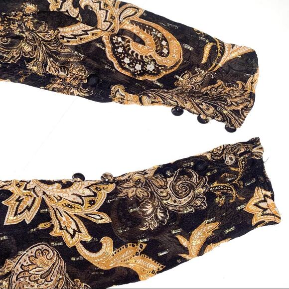 Thurley Faithful Corset Silk Blend Long Sleeve Paisley Print Dress SMALL - Picture 8 of 11